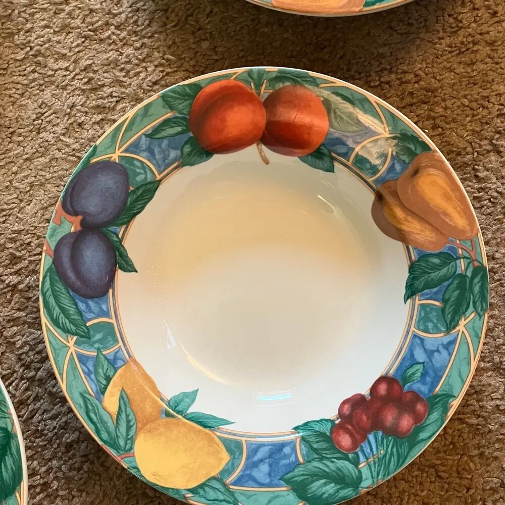 Set of 4 Victoria & Beale Forbidden Fruit Rimmed Soup Bowls 9024